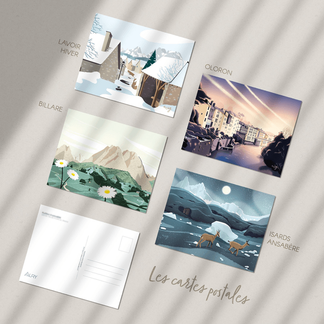 Lot de 5 cartes postales