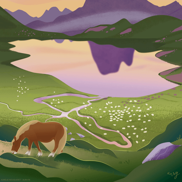 Affiche Lacs d'Ayous, vallée d'Ossau 30x40