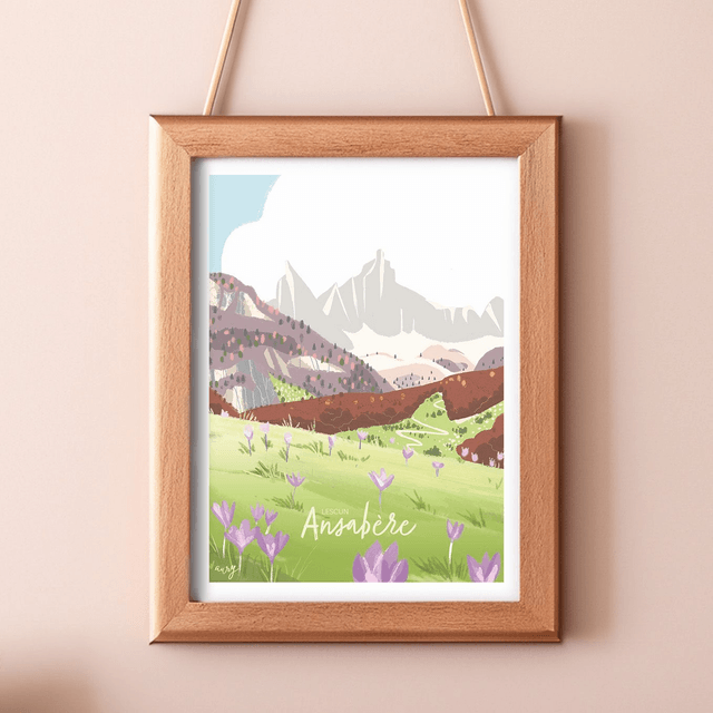 Affiche Aiguilles d'Ansabère Lamary Colchiques, Lescun 30x40 