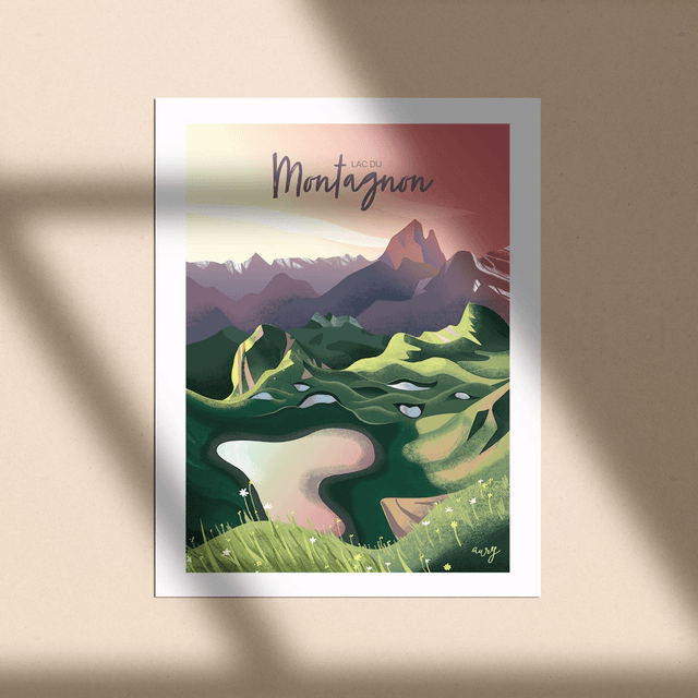 Affiche Lac du Montagnon, vallée d'Aspe 30x40