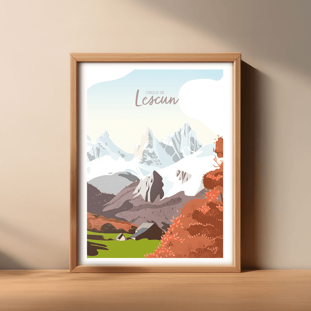 Affiche Aiguilles d'Ansabère automne, Lescun