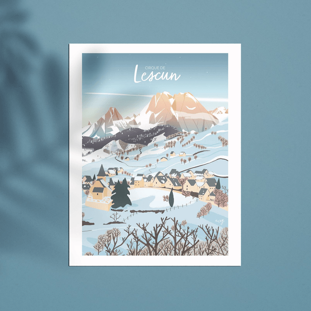 Affiche Cirque de Lescun Belvédère hiver 30x40 