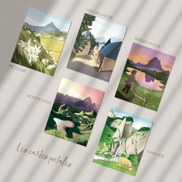 Lot de 5 cartes postales