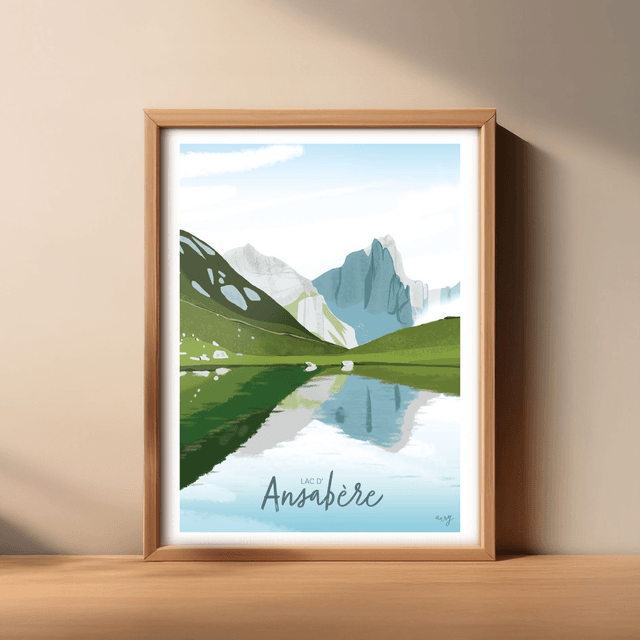 Affiche Lac d'Ansabère, Lescun, Béarn 30x40