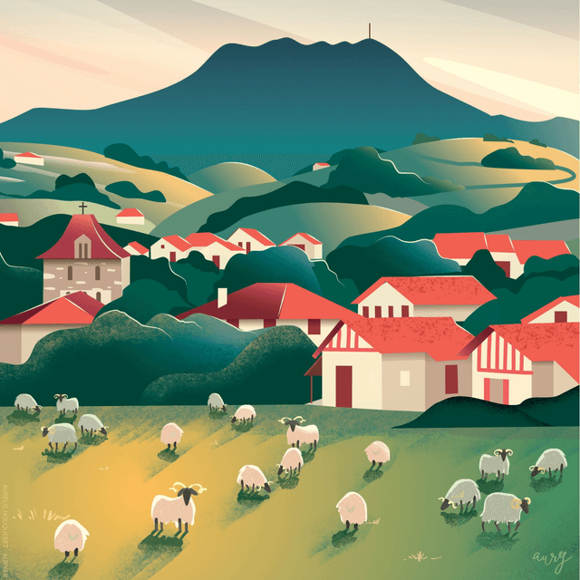 Affiche Pays Basque, Espelette 30x40 cm [Edition Limitée]