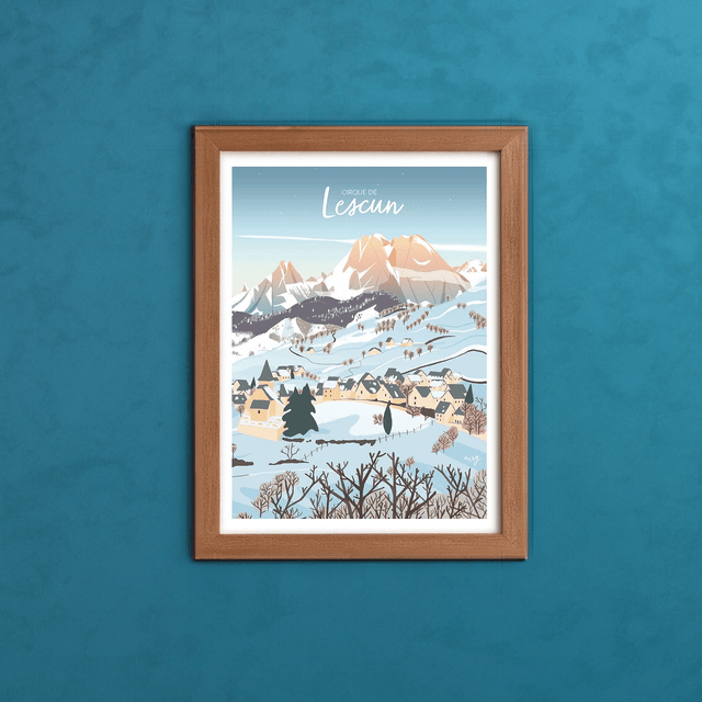 Affiche Cirque de Lescun Belvédère hiver 30x40 