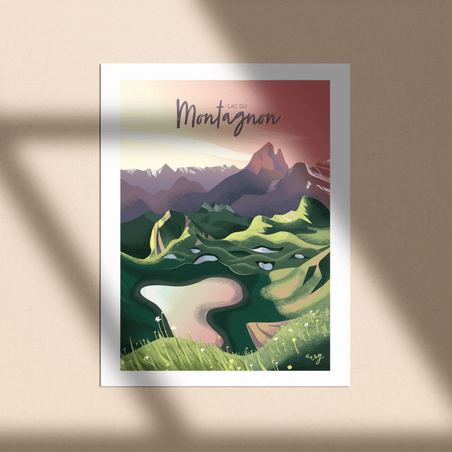 Affiche Lac du Montagnon, vallée d&#039;Aspe 30x40